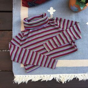 Vintage Fitted Striped Turtleneck Sweater
